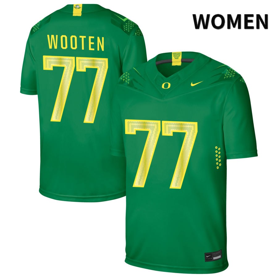 Oregon Ducks Women's #77 Michael Wooten Football College Authentic Green NIL 2022 Nike Jersey VOU31O1V